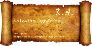 Kolovits Agnéta névjegykártya